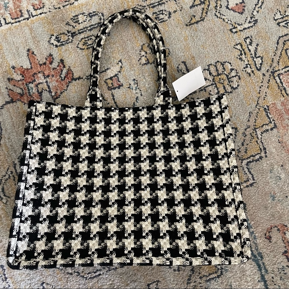 H&M Jacquard Weave Houndstooth Tote Bag